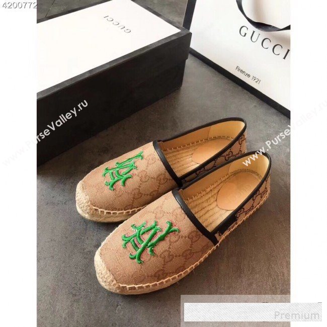 Gucci LA GG Canvas Flat Espadrilles Dark Beige 2019 (EM-9061209)