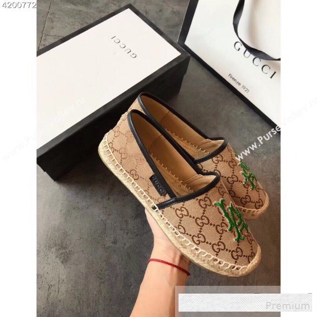 Gucci LA GG Canvas Flat Espadrilles Dark Beige 2019 (EM-9061209)