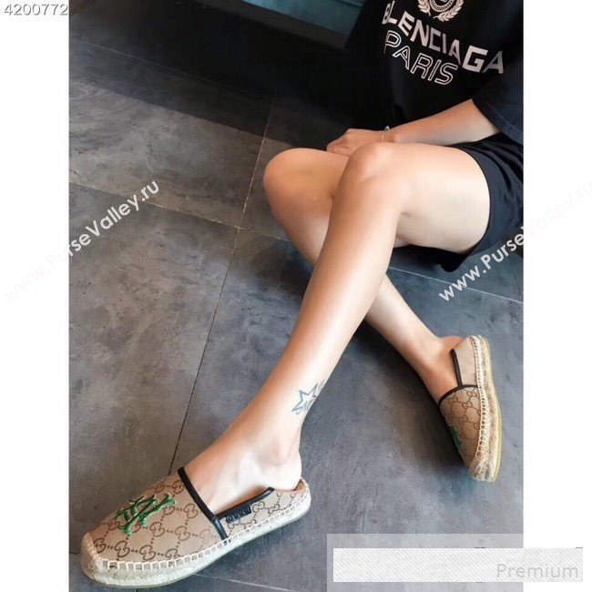 Gucci LA GG Canvas Flat Espadrilles Dark Beige 2019 (EM-9061209)