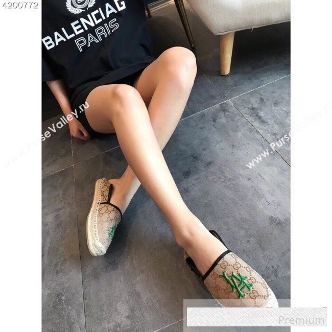 Gucci LA GG Canvas Flat Espadrilles Dark Beige 2019 (EM-9061209)