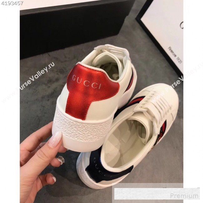 Gucci Ace White Calfskin Dog Embroidered Platform Sneaker 577573 2019 (EM-9061214)
