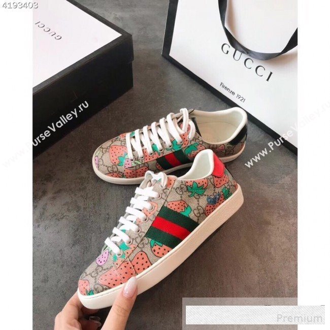 Gucci Ace GG Gucci Strawberry Sneaker 433900 2019 (EM-9061221)