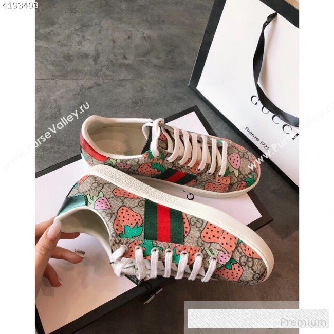 Gucci Ace GG Gucci Strawberry Sneaker 433900 2019 (EM-9061221)