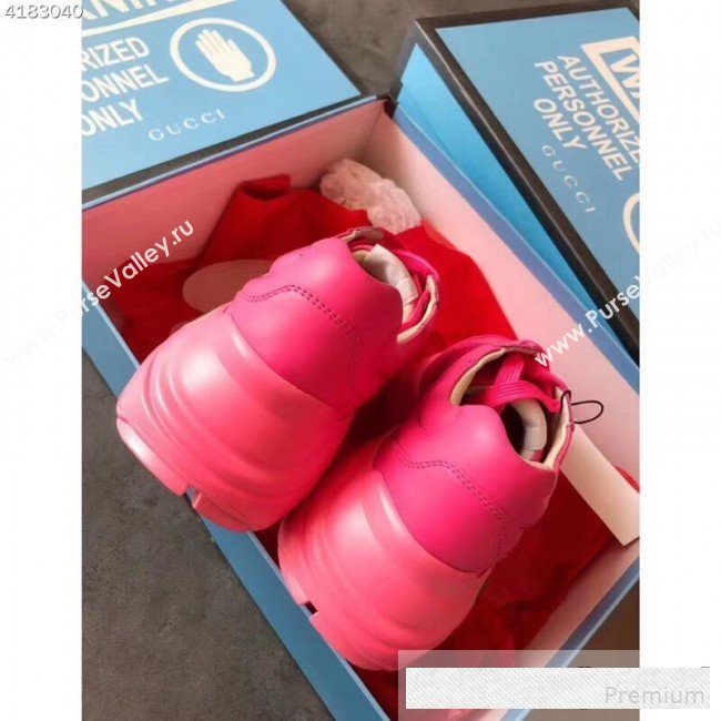 Gucci Rhyton Gucci Logo Leather Sneakers 528892 Pink 2019(For Women and Men) (EM-9061248)