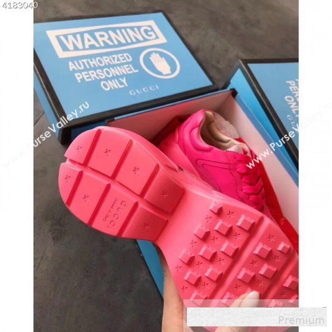 Gucci Rhyton Gucci Logo Leather Sneakers 528892 Pink 2019(For Women and Men) (EM-9061248)