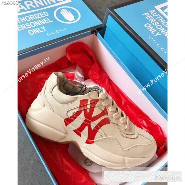 Gucci Rhyton Sneakers with NY Yankees™ Print 548638 White 2019(For Women and Men) (EM-9061251)
