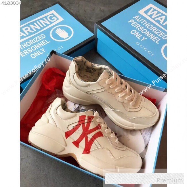 Gucci Rhyton Sneakers with NY Yankees™ Print 548638 White 2019(For Women and Men) (EM-9061251)