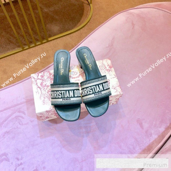 Dior Dway Embroidered Cotton Heel Mule Slide Sandals Green 2019 (SIYA-9061255)