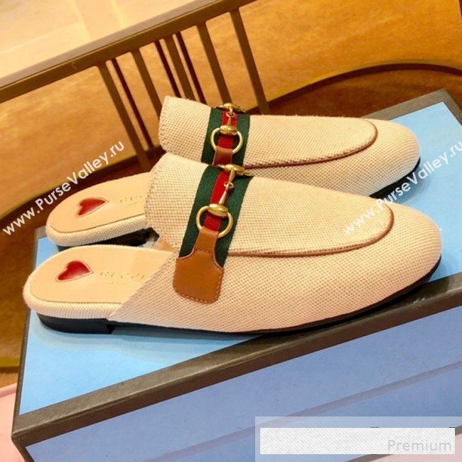 Gucci Princetown Canvas Slipper Mules 577264 Beige/Brown 2019 (SIYA-9061260)