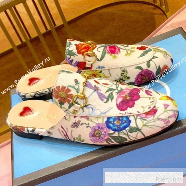 Gucci Princetown Flora Print Canvas Slipper Mules 475094 2019 (SIYA-9061262)