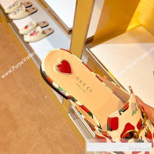 Gucci Princetown Strawberry Print Canvas Slipper Mules 2019 (SIYA-9061265)