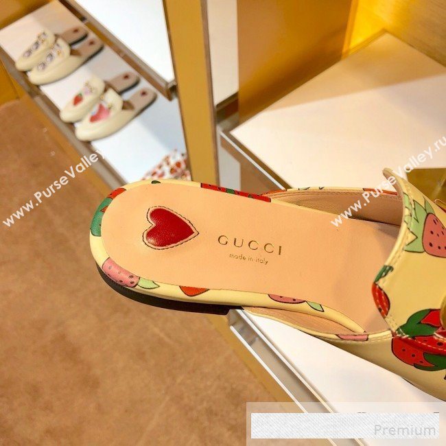 Gucci Princetown Bitten Strawberries Canvas Slipper Mules 2019 (SIYA-9061266)