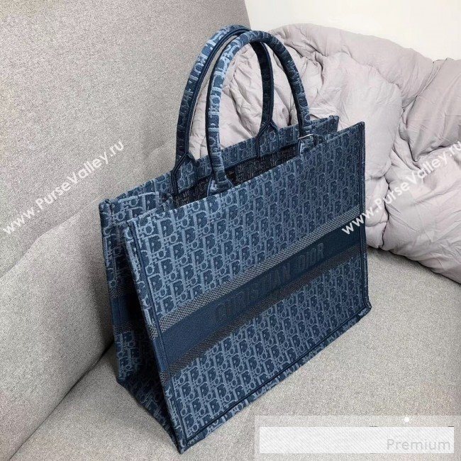 Dior Embroidered Oblique Jacquard Canvas Book Tote Dark Blue 2019 (HENGL-9061139)
