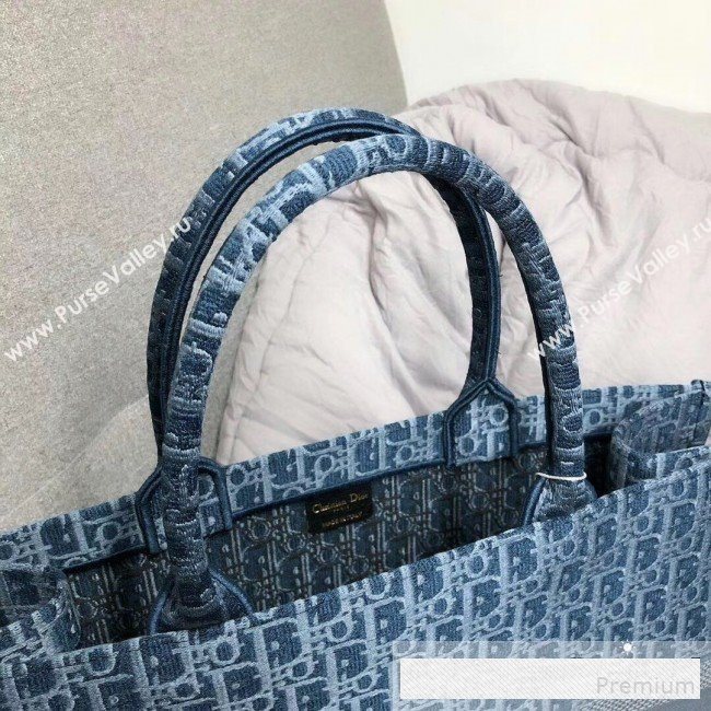 Dior Embroidered Oblique Jacquard Canvas Book Tote Dark Blue 2019 (HENGL-9061139)