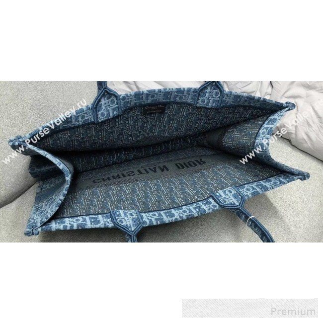 Dior Embroidered Oblique Jacquard Canvas Book Tote Dark Blue 2019 (HENGL-9061139)