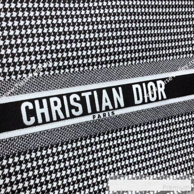 Dior Embroidered Houndstooth Book Tote Black/White 2019 (HENGL-9061140)