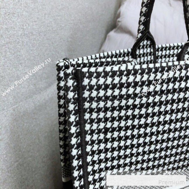 Dior Embroidered Houndstooth Book Tote Black/White 2019 (HENGL-9061140)