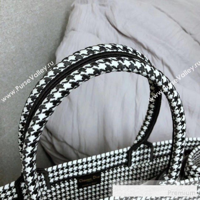 Dior Embroidered Houndstooth Book Tote Black/White 2019 (HENGL-9061140)