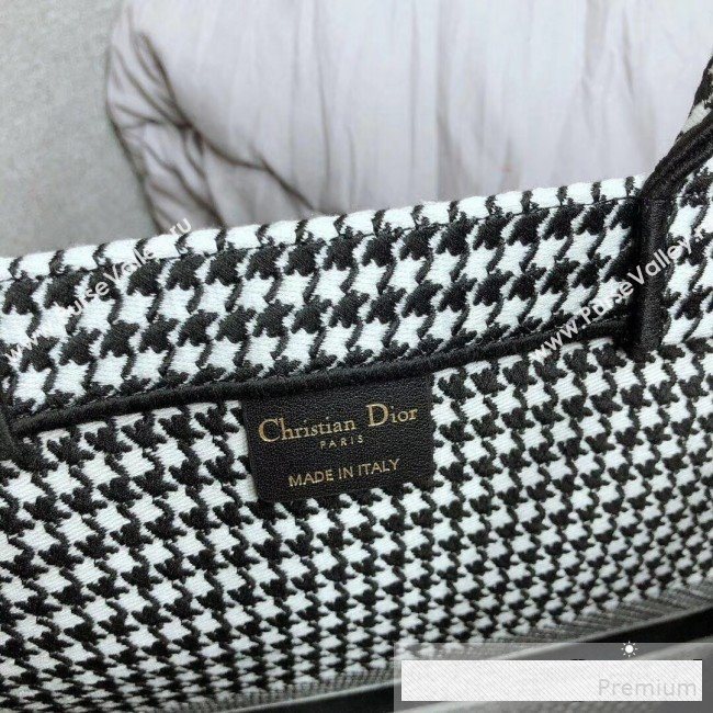 Dior Embroidered Houndstooth Book Tote Black/White 2019 (HENGL-9061140)