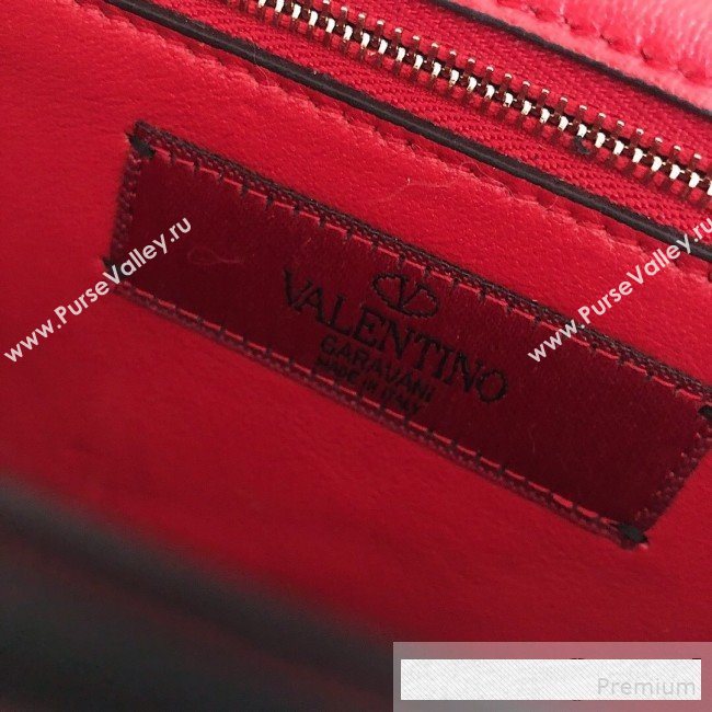 Valentino Rockstud Spike Chain Clutch Crossbody Bag in Patent Calfskin Leather Red 2019 (JJ-9061144)