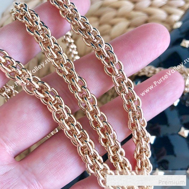 Valentino Rockstud Spike Chain Clutch Crossbody Bag in Patent Calfskin Leather Black 2019 (JJ-9061147)