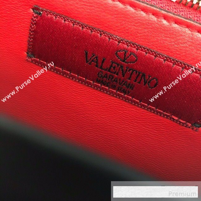 Valentino Rockstud Spike Chain Clutch Crossbody Bag in Patent Calfskin Leather Black 2019 (JJ-9061147)