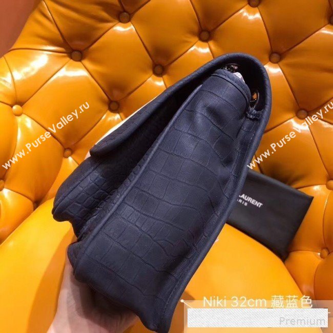 Saint Laurent Large Niki Chain Bag in Matte Crocodile Leather 498830 Navy Blue 2019 (WMJ-9061150)