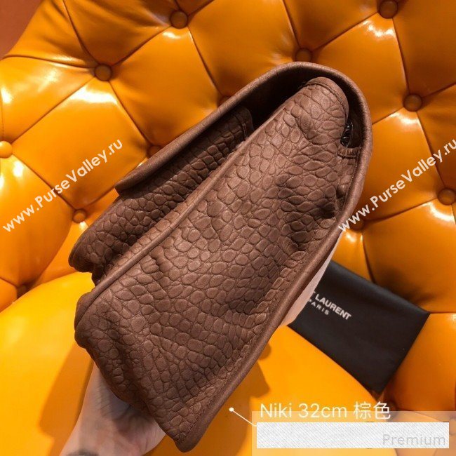 Saint Laurent Large Niki Chain Bag in Matte Crocodile Leather 498830 Brown 2019 (WMJ-9061151)