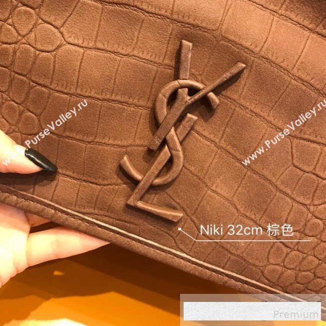 Saint Laurent Large Niki Chain Bag in Matte Crocodile Leather 498830 Brown 2019 (WMJ-9061151)