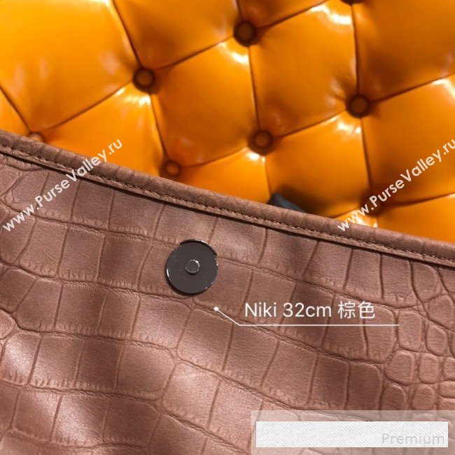 Saint Laurent Large Niki Chain Bag in Matte Crocodile Leather 498830 Brown 2019 (WMJ-9061151)