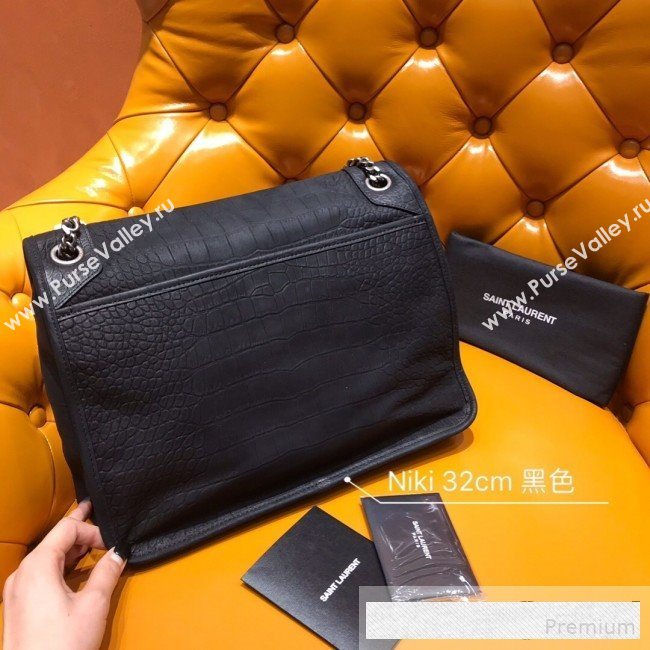 Saint Laurent Large Niki Chain Bag in Matte Crocodile Leather 498830 Black 2019 (WMJ-9061152)