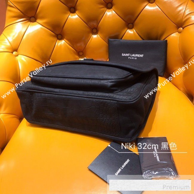 Saint Laurent Large Niki Chain Bag in Matte Crocodile Leather 498830 Black 2019 (WMJ-9061152)