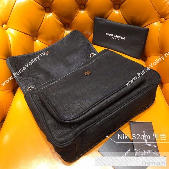 Saint Laurent Large Niki Chain Bag in Matte Crocodile Leather 498830 Black 2019 (WMJ-9061152)