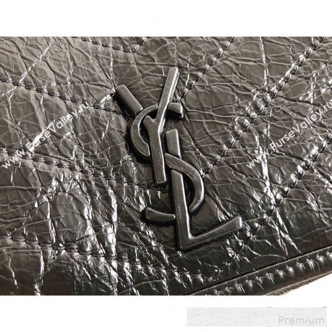 Saint Laurent Niki Chain Wallet WOC in Crinkled Vintage Leather 583103 Black 2019 (KTS-9061154)