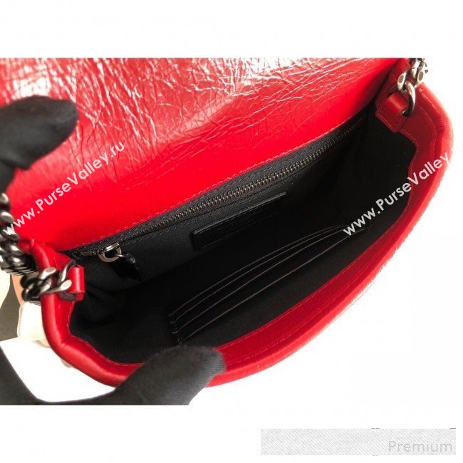 Saint Laurent Niki Chain Wallet WOC in Crinkled Vintage Leather 583103 Red 2019 (KTS-9061157)