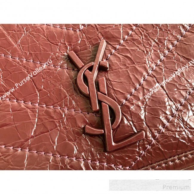 Saint Laurent Niki Chain Wallet WOC in Crinkled Vintage Leather 583103 Burgundy 2019 (KTS-9061158)