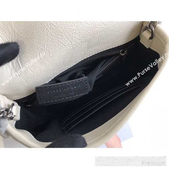 Saint Laurent Niki Chain Wallet WOC in Crinkled Vintage Leather 583103 Light Grey 2019 (KTS-9061159)