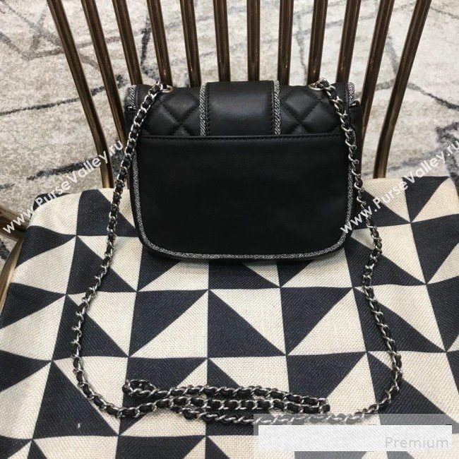 Chanel Fabric Trim Quilted Leather CC Band Flap Bag Black 2019 (JDH-9061543)