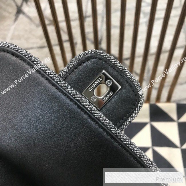 Chanel Fabric Trim Quilted Leather CC Band Flap Bag Black 2019 (JDH-9061543)