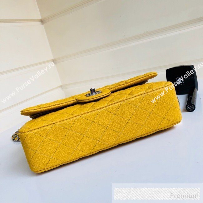 Chanel Medium Iridescent Quilted Coarse Grained Leather Classic Flap Bag Yellow 2019 (YD-9061454)