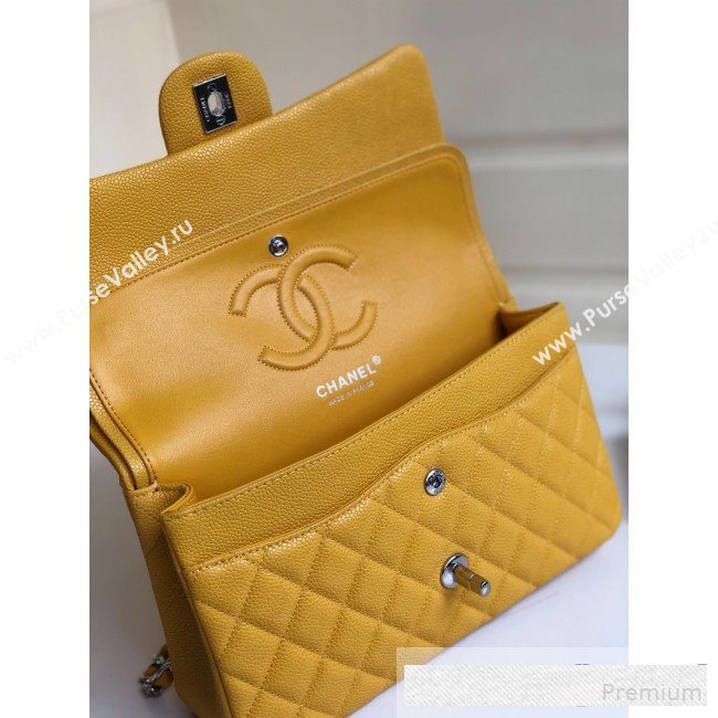 Chanel Medium Iridescent Quilted Coarse Grained Leather Classic Flap Bag Yellow 2019 (YD-9061454)