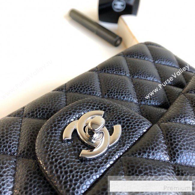 Chanel Medium Iridescent Quilted Coarse Grained Leather Classic Flap Bag Black 2019 (YD-9061457)