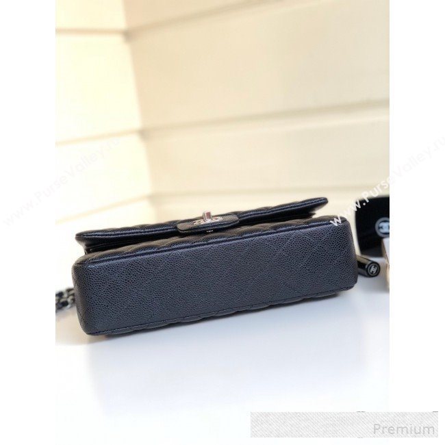 Chanel Medium Iridescent Quilted Coarse Grained Leather Classic Flap Bag Black 2019 (YD-9061457)