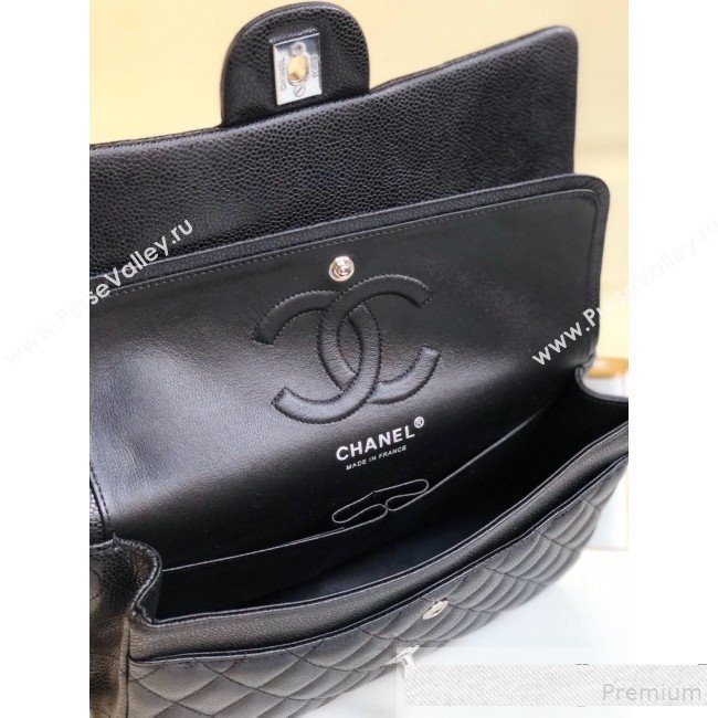 Chanel Medium Iridescent Quilted Coarse Grained Leather Classic Flap Bag Black 2019 (YD-9061457)