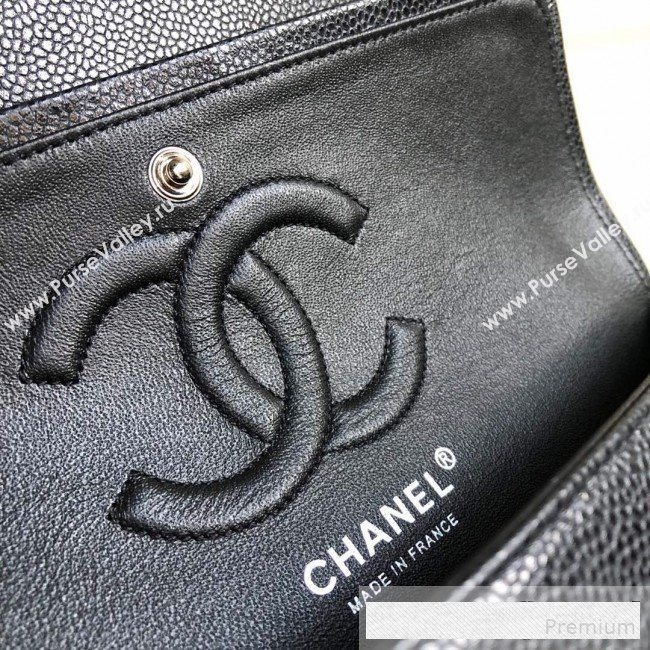 Chanel Medium Iridescent Quilted Coarse Grained Leather Classic Flap Bag Black 2019 (YD-9061457)