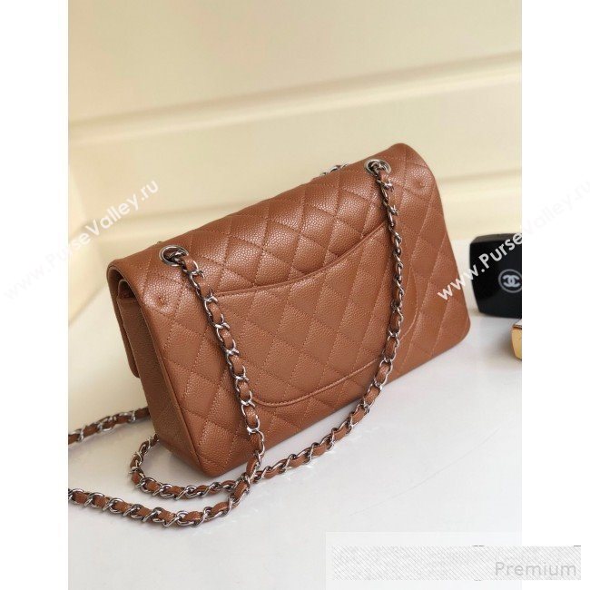 Chanel Medium Iridescent Quilted Coarse Grained Leather Classic Flap Bag Brown/Silver 2019 (YD-9061458)