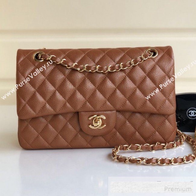 Chanel Medium Iridescent Quilted Coarse Grained Leather Classic Flap Bag Brown/Gold 2019 (YD-9061459)