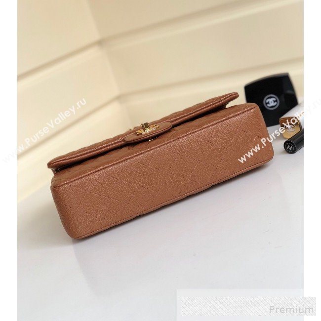 Chanel Medium Iridescent Quilted Coarse Grained Leather Classic Flap Bag Brown/Gold 2019 (YD-9061459)