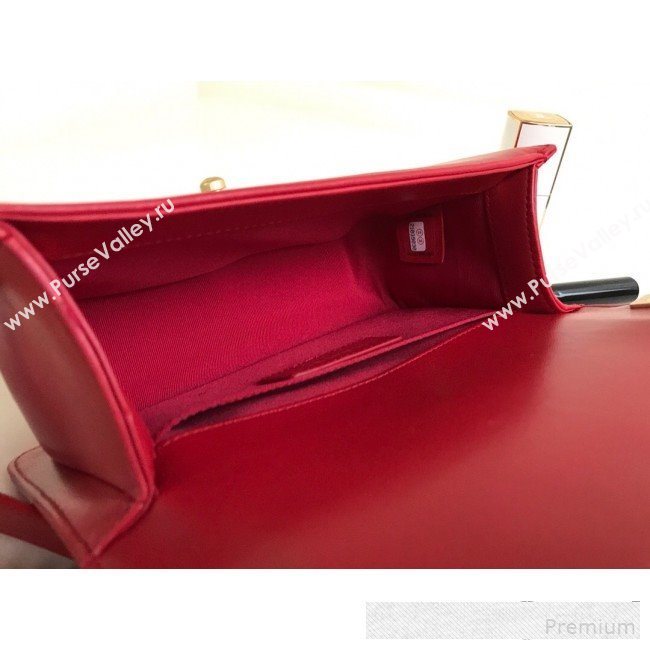 Chanel Chain Trim Quilted Leather Classic Small Boy Flap Top Handle Bag Red 2019 (YD-9061461)