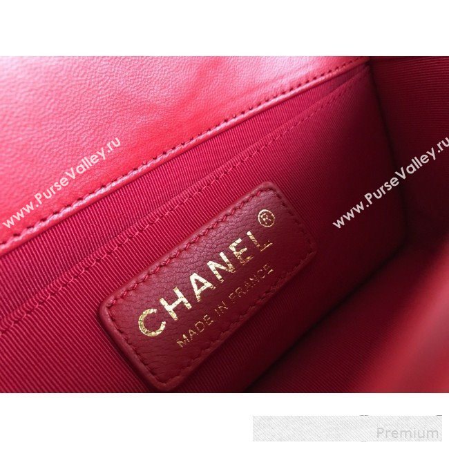 Chanel Chain Trim Quilted Leather Classic Small Boy Flap Top Handle Bag Red 2019 (YD-9061461)
